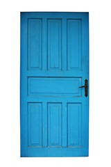 isolated old blue painted door