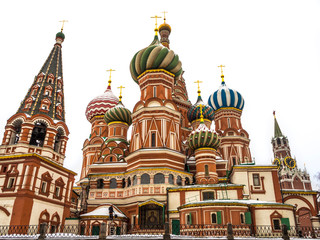 Fototapeta na wymiar St Basils cathedral on Red Square in Moscow Russia. White isolated.