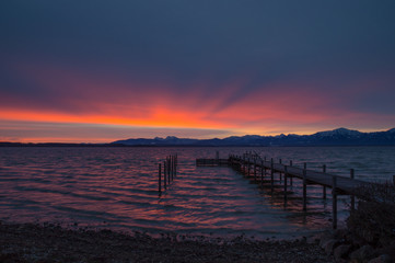 Tolles Morgenrot am Chiemsee
