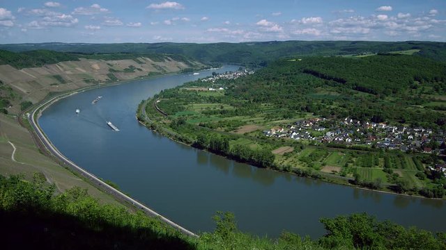 Famous popular Wine Village of Boppard at Rhine River, Rhine Valley is UNESCO World Heritage Site. middle Rhine Valley, Germany. July 2017