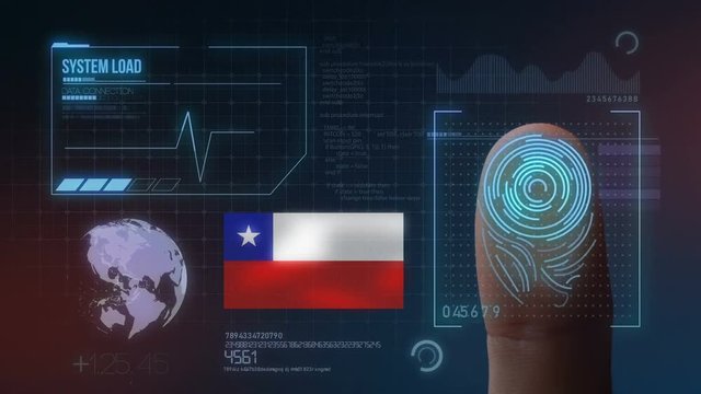 Finger Print Biometric Scanning Identification System. Chile Nationality - Powered by Adobe
