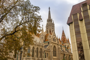 Old church on the street in the center of Budapest. Hungary