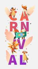 Obraz na płótnie Canvas Brazil Carnival Party Character Dancer Poster Typography