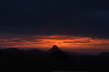 Fototapeta na wymiar Picturesque Sicilian Sunrise, Mazzarino, Caltanissetta, Italy, Europe