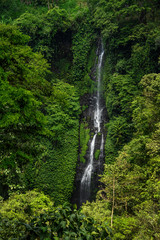 Fototapeta na wymiar Secumpul waterfalls - amazing tourist place in Bali island, Indonesia. Beautiful waterfalls hidden in Bali mountains.