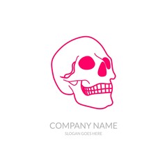 Skull Vector Icon Outline Pink Community Business Company Stock Logo Design Template