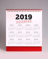 Simple desk calendar 2019