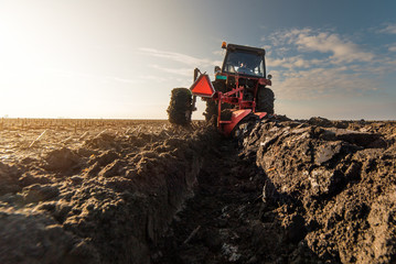 Plowing of stubble field