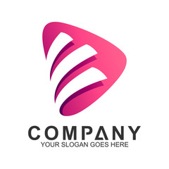 play letter E initial logo design