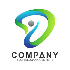 letter D logo with people shape