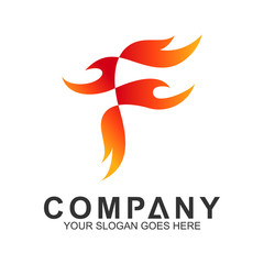 fire letter F logo design template