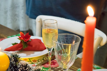 two glasses of champagne and decoration