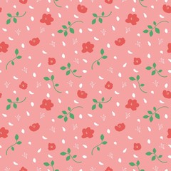 Hellebore flower and leave  random repeat minimal design seamless vector pattern background