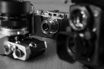 Fototapeta na wymiar Old film rangefinder camera