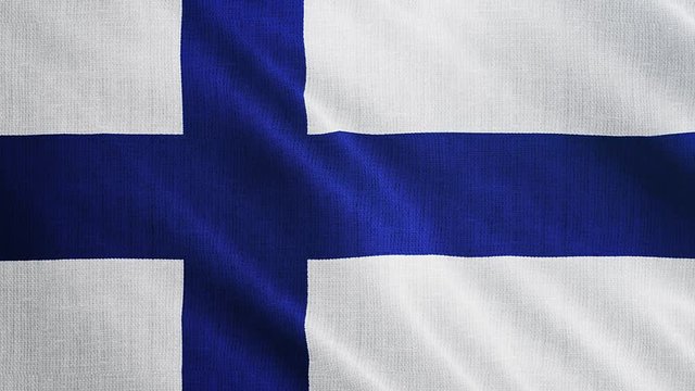 Finland flag is waving 3D illustration. Symbol of Finlandia national on fabric cloth 3D rendering in full perspective.