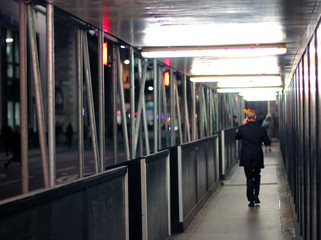 construction Underpass in city at night 