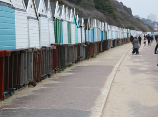 Naklejka premium Bournemouth Beach Huts Out of Season in Winter