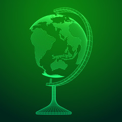 Globus school concept. Wireframe low poly mesh vector illustration