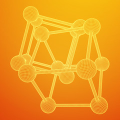 Wireframe Mesh Molecule Grid. Connection Structure. Low poly vector illustration. Science and medical healthcare concept