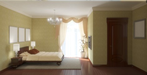 bedroom, interior visualization, 3D illustration