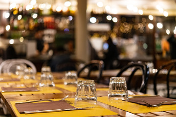 Set table in restaurant no people