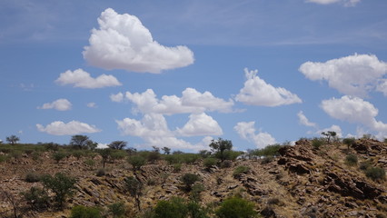 Fototapeta na wymiar Clouds forming over the african bush in the rain season