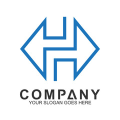 infinity letter H with arrow shape business logo template