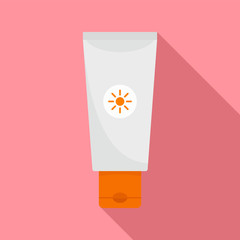 Sun lotion tube icon. Flat illustration of sun lotion tube vector icon for web design