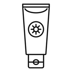 Sun lotion tube icon. Outline sun lotion tube vector icon for web design isolated on white background