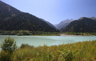Fototapeta na wymiar Lake in the mountains in summer