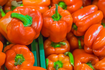 red bell peppers in the supermarket