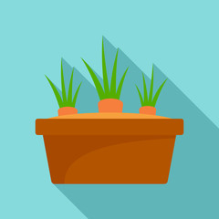 Carrot in ground pot icon. Flat illustration of carrot in ground pot vector icon for web design
