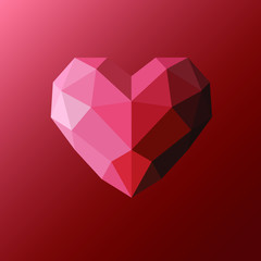 Naklejka na ściany i meble Heart in low poly style.Heart low poly. Origami heart on white background . Abstract polygonal heart. Love symbol.