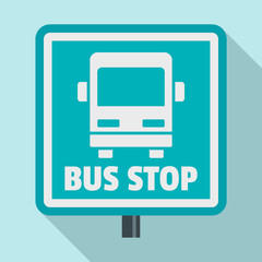 Square bus stop sign icon. Flat illustration of square bus stop sign vector icon for web design