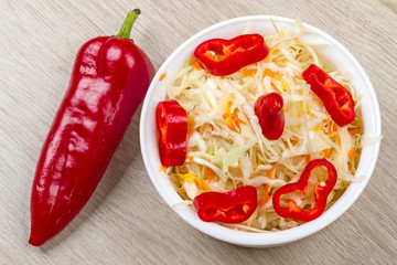 Bowl of sauerkraut and pepper