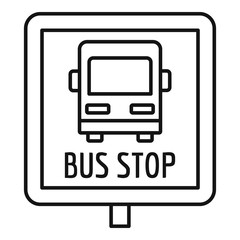 Square bus stop sign icon. Outline square bus stop sign vector icon for web design isolated on white background