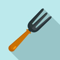 Hand garden rake icon. Flat illustration of hand garden rake vector icon for web design