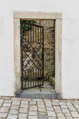 lattice used as a door to enter the castle garden