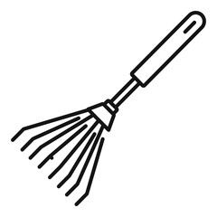 Metal rake icon. Outline metal rake vector icon for web design isolated on white background
