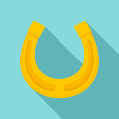 Gold horseshoe icon. Flat illustration of gold horseshoe vector icon for web design