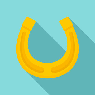 Gold Horseshoe Icon. Flat Illustration Of Gold Horseshoe Vector Icon For Web Design