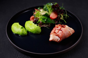 diet food, proper nutrition, healthy vegetable lunch with turkey, vegetables and broccoli puree, continental breakfast