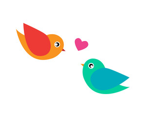 blue bird with speech bubble.  In love.