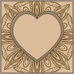 Creative Background with heart and floral ornament. Template for Valentine's Day. Vector illustration. For design, print