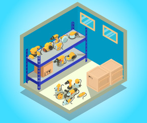 Storehouse concept banner. Isometric banner of storehouse vector concept for web, giftcard and postcard