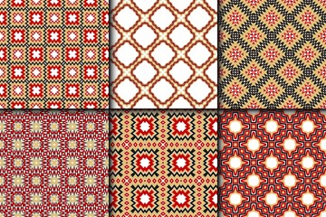 Set of Retro Seamless Pattern. Geometric, Triangle, Zig Zag. For Wallpaper, Fabric, Scrapbooking Design, Textures. Vector Illustration.