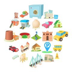 Vast city icons set. Cartoon set of 25 vast city vector icons for web isolated on white background