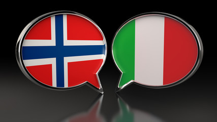 Obraz premium Norway and Italy flags with Speech Bubbles. 3D illustration