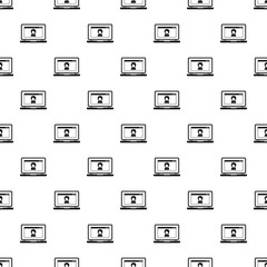 Laptop video chat pattern seamless vector repeat geometric for any web design