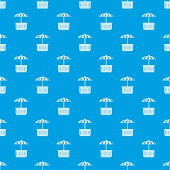 Cafe stall pattern vector seamless blue repeat for any use